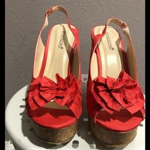 NEW- Coral sling back platform wedge pump, size 9